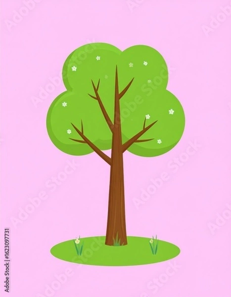 Obraz Cartoon tree on a pastel background