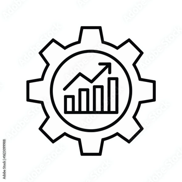 Fototapeta Gear with graph showing growth and progress in business concept