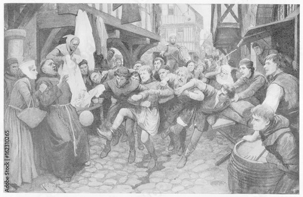 Fototapeta Football in Middle Ages. Date: circa 16th century