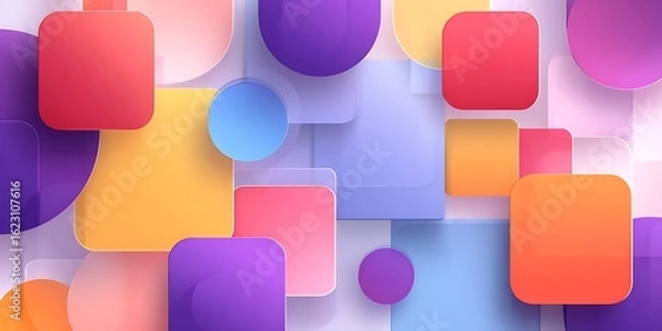 Fototapeta Softly shaded geometric shapes create a vibrant abstract background