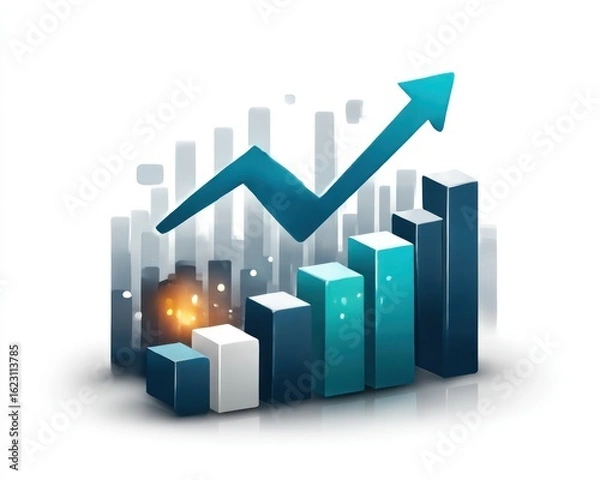 Obraz Growing graph with upward trend
