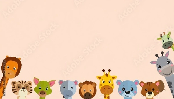 Obraz Cute animal heads border
