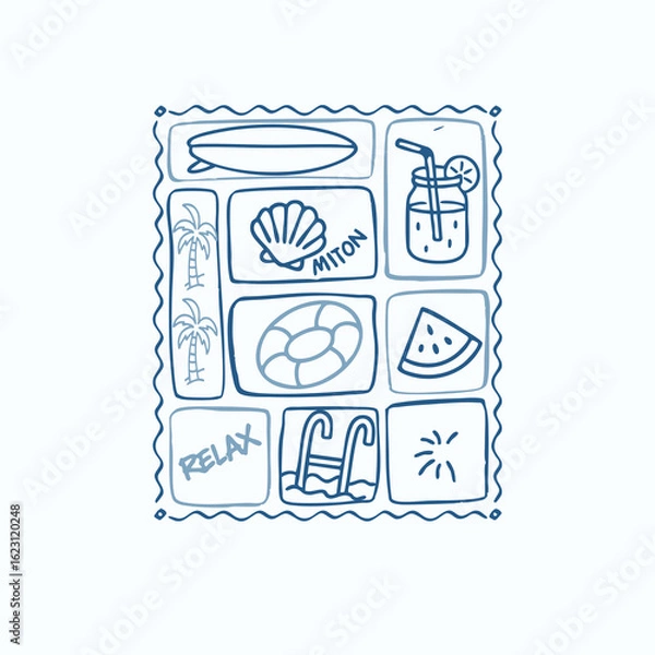Fototapeta Summer vacation mode elements vector graphic design