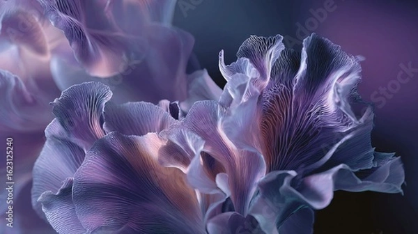 Fototapeta Ethereal floral abstraction showcasing dreamlike flowers in shades of lavender and purple, presented with an artistic, flowing composition