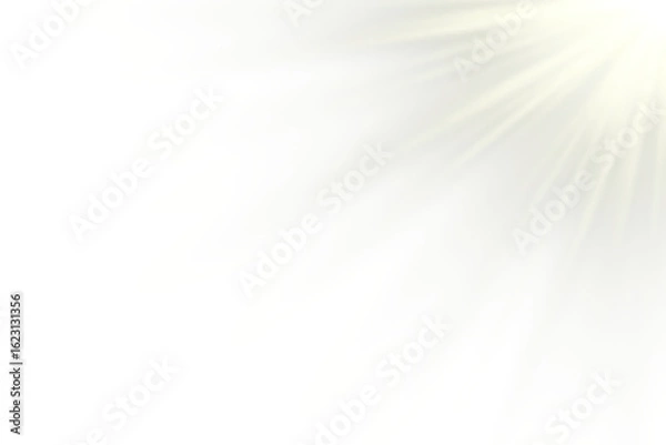 Fototapeta Yellow Sunburst Rays, Wavy Glowing Sunlight Effect with Bright Shine, Isolated on Transparent Background for Artistic Design and Visual Projects