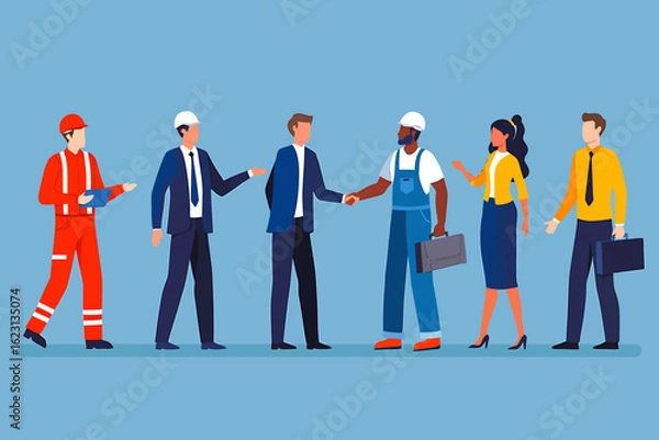 Fototapeta Diverse professional team collaboration and agreement vector illustration