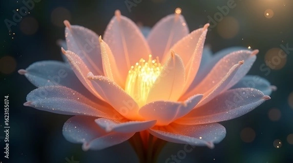 Fototapeta Energy-Infused 3D Blossom with Glowing Golden Core
