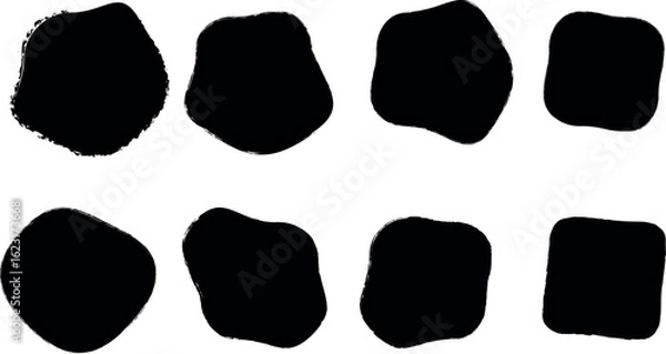 Fototapeta Soft and Irregular Black Organic Forms: A Vector Set of Abstract Blobs, Wavy Fluid Curves, and Bubble-Like Shapes for Creative Design Use