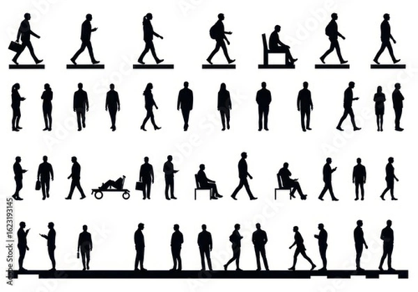Fototapeta Set of architectural symbols with human scale figures for plans and sections