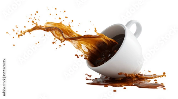 Obraz Coffee Cup Tipping Over with Dramatic Liquid Splash