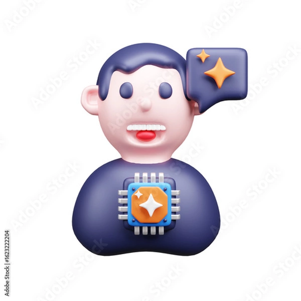 Obraz AI tech 3d ui icon