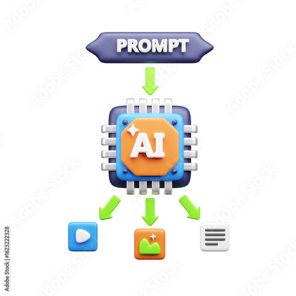 Obraz AI tech 3d ui icon