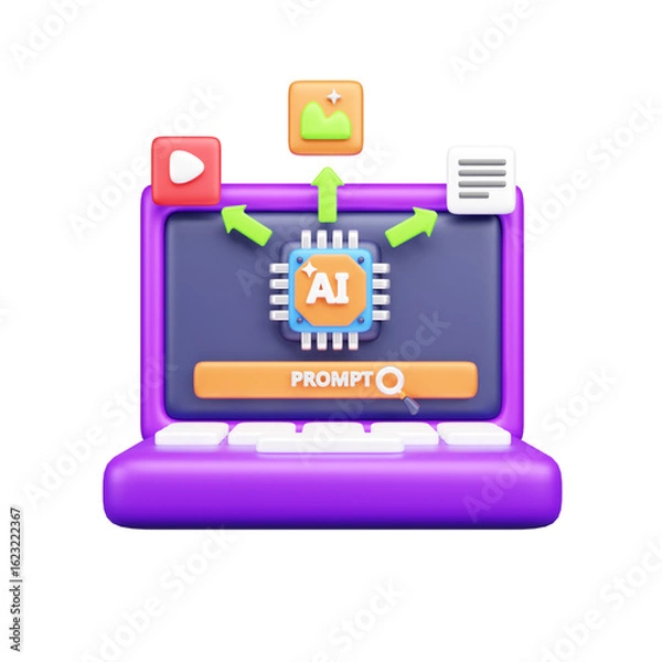 Obraz AI tech 3d ui icon