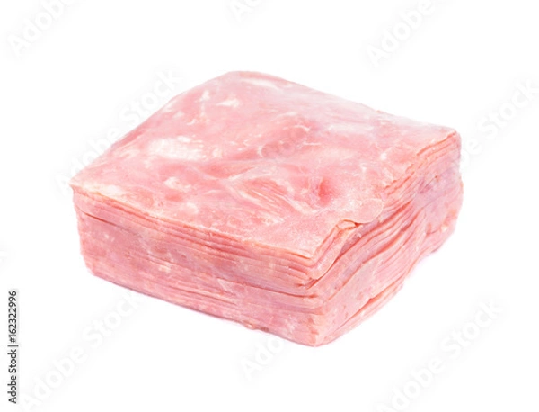 Fototapeta Ham slices isolated on white, Ham meat isolated on white background