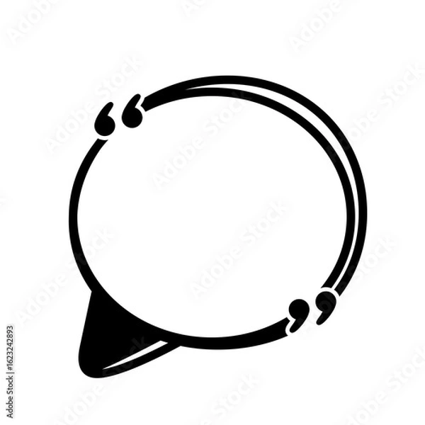 Fototapeta black circle speech bubble frame and quotation marks