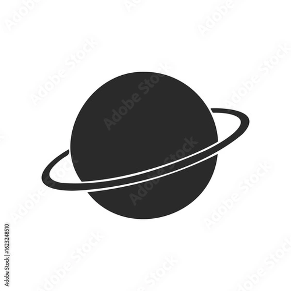 Obraz Simple black saturn icon with rings on white background