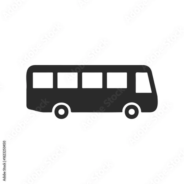 Obraz Black bus icon on white background: simple transportation symbol design
