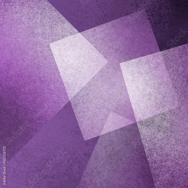 Obraz purple black and white background design with abstract floating and transparent layers of squares and diamond shapes with texture