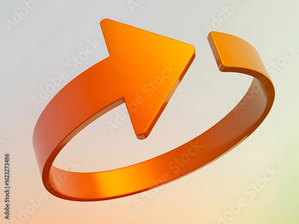 Obraz Stylized Orange Arrow Icon on Gradient Background symbol