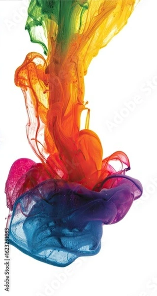 Obraz Abstract rainbow ink splash against white background