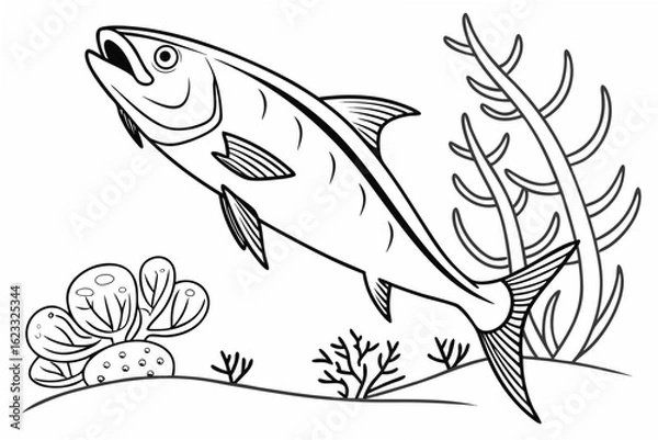 Fototapeta coloring page line art the milkfish black vector