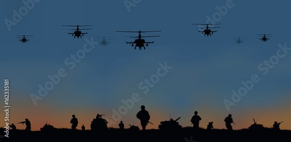 Fototapeta Soldiers on the performance of the combat mission.