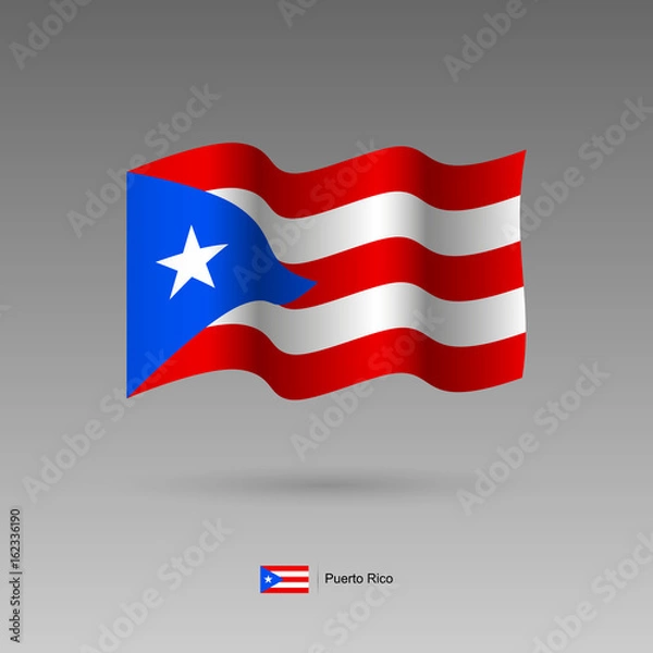 Fototapeta Puerto Rico flag. Official colors and proportion correctly. High detailed vector illustration. 3d and isometry. EPS10