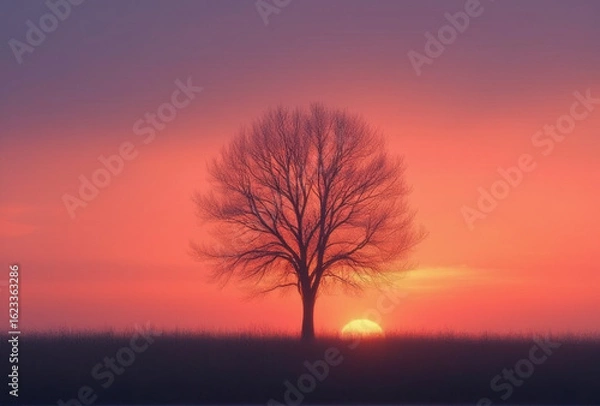Obraz lonely tree sunset hour