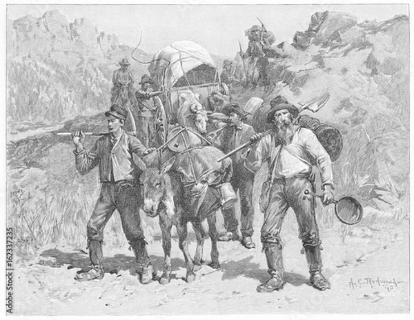 Fototapeta Gold prospectors in California. Date: 1851