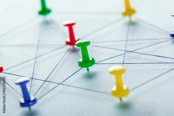 Fototapeta Network with pins