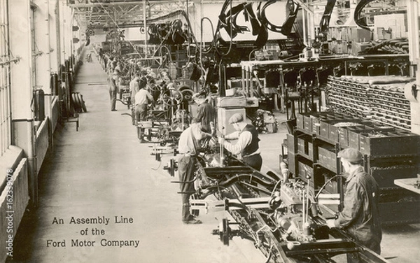 Obraz Assembly line for cars  Ford Motor Company  USA. Date: circa 1920s