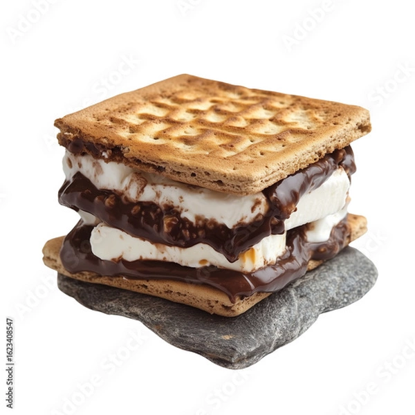 Fototapeta S’mores melting on a stone surface isolated on a transparent background