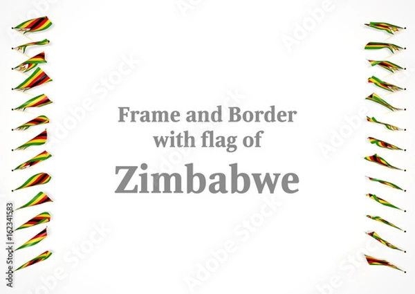 Fototapeta Frame and border with flag of Zimbabwe. 3d illustration