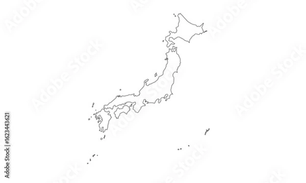 Fototapeta japan map,stroke,outline map japan