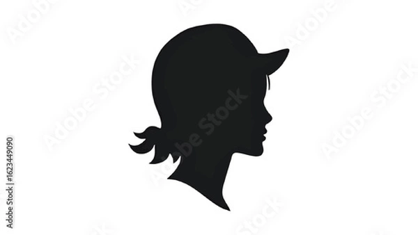 Fototapeta Black silhouette of horned horse walks forward. Use: digital projects, branding.