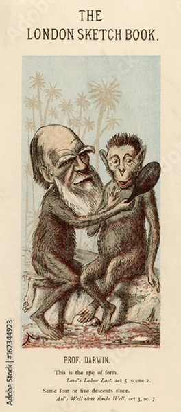 Obraz Charles Darwin with a lookalike ape. Date: 1874
