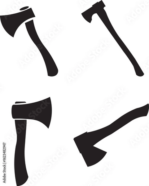 Obraz Lumberjack Axe Silhouette Set – Vector Tool Graphic Pac