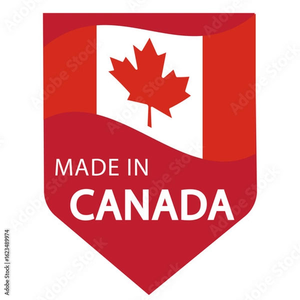 Fototapeta made in Canada emblem, Canadian product icon suitable for commerce business. badge, seal, sticker, logo, symbol in colored and black Variants. Isolated vector illustration