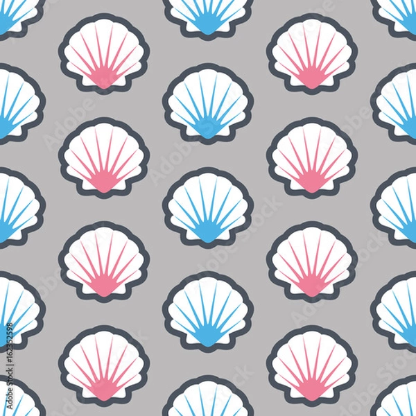Fototapeta Summer vector seamless pattern with seashell