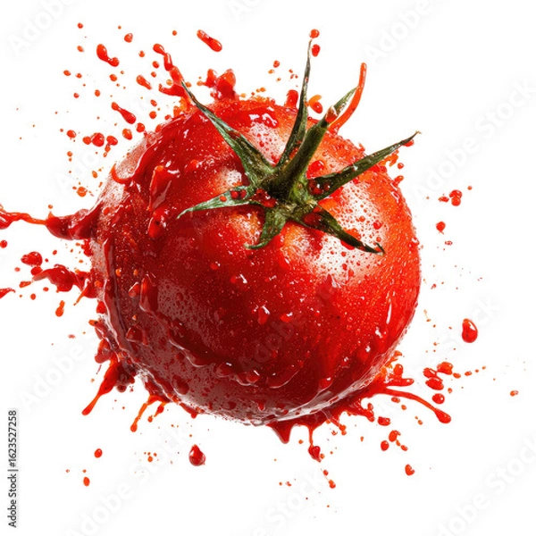 Fototapeta Fresh tomato exploding in vibrant juice