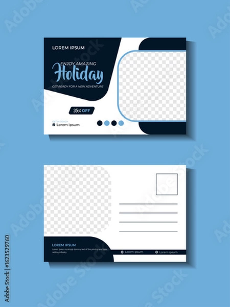 Obraz Creative print-ready tour, travel, and tourism post card design template layout set or trendy travel poster bundle