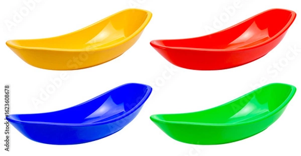 Fototapeta set of colorful plastic bowls or saucers isolated on white background