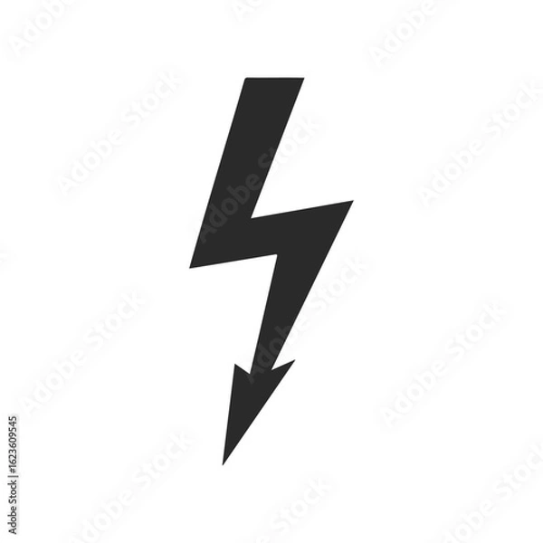 Obraz Black lightning bolt symbol on white background
