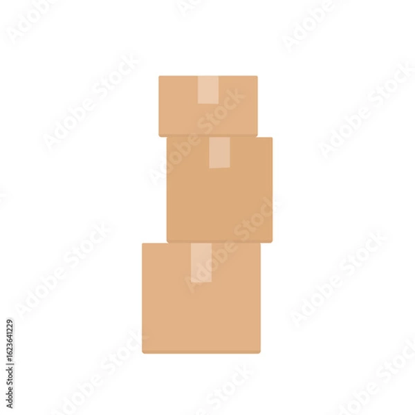 Obraz Stacked delivery cardboard boxes simple flat icon
