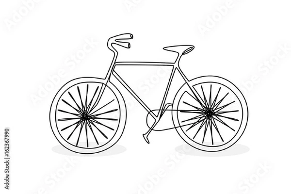 Fototapeta Continuous line drawing of a bicycle doodle style