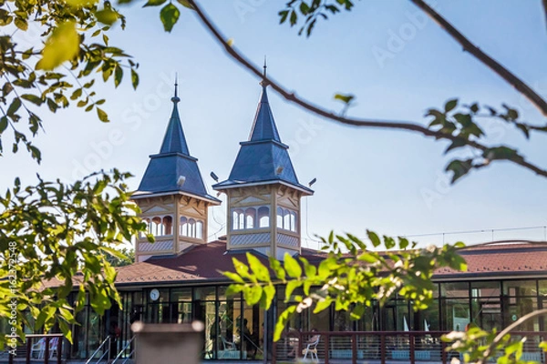 Obraz The central health complex on the lake in the town of Heviz, Hungary