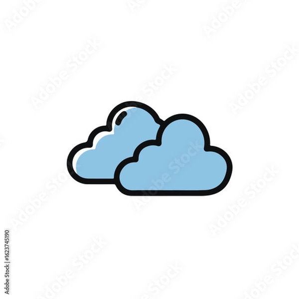 Obraz Two fluffy clouds against a simple sky. 