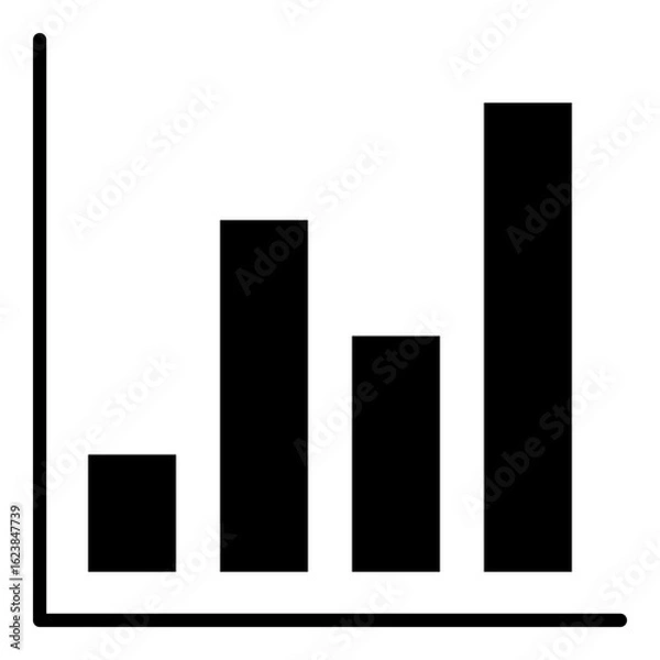 Obraz Bar chart glyph solid icon
