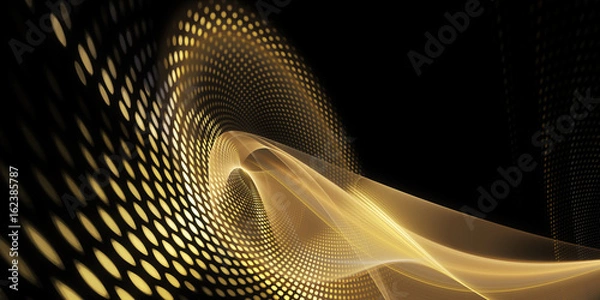Fototapeta Abstract background element. Fractal graphics series. Three-dimensional composition of glowing lines and mosaic halftone effects. Wide format high resolution image. Golden colors.