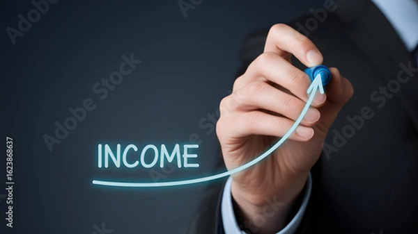Obraz Business growth strategy showing rising income with upward arrow chart